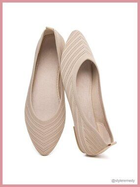 Women's Ballet Flat Shoes Mesh Knit Dress Slip On Pointed Toe Foldable Flats